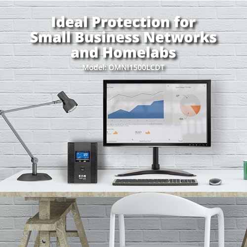 Eaton Tripp Lite Series OMNI1500LCDT 1500VA UPS Battery Backup Computer Uninterruptible Power Supply Units & Surge Protector  810W  10 Outlets  AVR  LCD Screen  3 Year Warranty &  250 000 Insurance