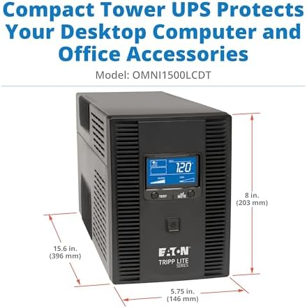 Eaton Tripp Lite Series OMNI1500LCDT 1500VA UPS Battery Backup Computer Uninterruptible Power Supply Units & Surge Protector  810W  10 Outlets  AVR  LCD Screen  3 Year Warranty &  250 000 Insurance
