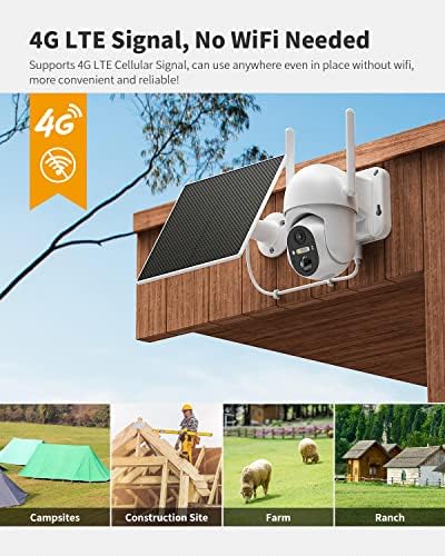 Ebitcam 4G LTE Cellular Security Cameras  Solar Powered Camera No WiFi Needed  2K Live Video  360  View  Color Night Vision  Motion&Siren Alert