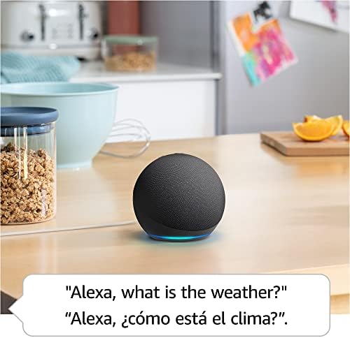 Echo Dot  5th Gen  2022 release    International Version with US Power Adaptor   Smart speaker with Alexa   Charcoal