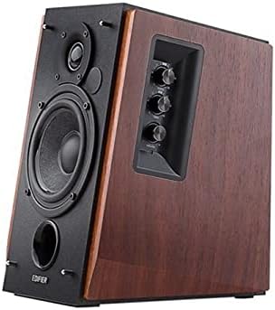 Edifier Amplified Bluetooth Bookshelf Speaker System  2 0 Powered Active Speakers 66 Watt RMS   Wooden