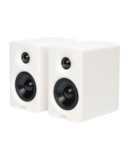 Edifier M60 Multimedia Speaker Bluetooth 5 3  66W RMS  Hi Res Audio & Hi Res Wireless Audio  LDAC 3 Mid Bass & 1 Tweeter  USB C & Aux Inputs  Compact Desktop Speaker   White