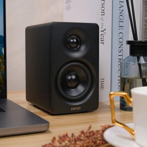 Edifier M60 Multimedia Speaker Bluetooth 5 3  66W RMS  Hi Res Audio & Hi Res Wireless Audio  LDAC 3 Mid Bass & 1 Tweeter  USB C & Aux Inputs  Compact Desktop Speaker   Black  Renewed