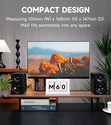 Edifier M60 Multimedia Speaker Bluetooth 5 3  66W RMS  Hi Res Audio & Hi Res Wireless Audio  LDAC 3 Mid Bass & 1 Tweeter  USB C & Aux Inputs  Compact Desktop Speaker   Black  Renewed