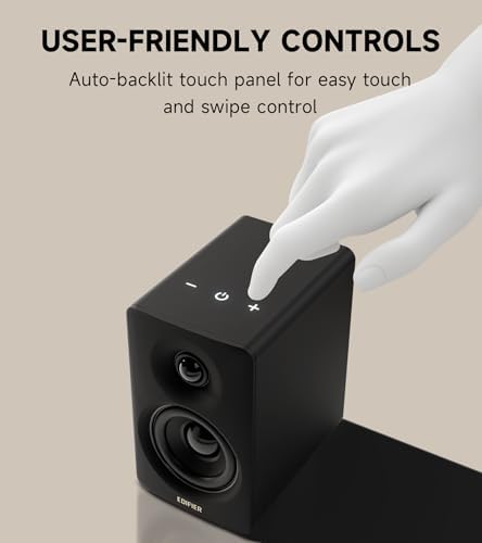 Edifier M60 Multimedia Speaker Bluetooth 5 3  66W RMS  Hi Res Audio & Hi Res Wireless Audio  LDAC 3 Mid Bass & 1 Tweeter  USB C & Aux Inputs  Compact Desktop Speaker   Black  Renewed