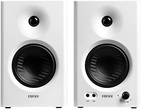 Edifier MR4 42W Powered Monitor Speakers  1 Tweeter & 4 Woofer  Balanced TRS/RCA/AUX  Monitoring/Music Mode  for PC/PS5/TV  Music Production & Gaming White