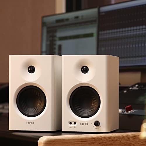 Edifier MR4 42W Powered Monitor Speakers  1 Tweeter & 4 Woofer  Balanced TRS/RCA/AUX  Monitoring/Music Mode  for PC/PS5/TV  Music Production & Gaming White