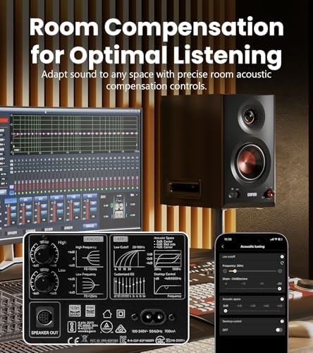 Edifier MR5 2 0 Studio Monitor Bookshelf Speakers  110W RMS   Hi Res Audio  Bluetooth 6 0  3 Way Active Design  Room Compensation  XLR/TRS/RCA Inputs  Compact Size for Home Studio & Music   Black