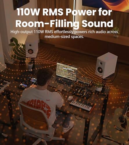 Edifier MR5 2 0 Studio Monitor Bookshelf Speakers  110W RMS   Hi Res Audio  Bluetooth 6 0  3 Way Active Design  Room Compensation  XLR/TRS/RCA Inputs  Compact Size for Home Studio & Music   Black