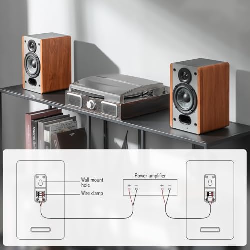 Edifier P12 Passive Bookshelf Speaker   2 Way Speakers with Built in Wall Mount Bracket   Wood Color  Pair   Needs Amplifier or Receiver to Operate