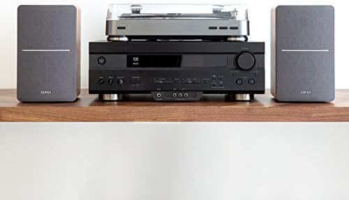 Edifier P12 Passive Bookshelf Speaker   2 Way Speakers with Built in Wall Mount Bracket   Wood Color  Pair   Needs Amplifier or Receiver to Operate