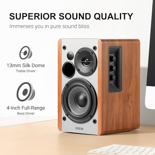 Edifier Powered Bookshelf Speakers R1280T with WiiM Mini AirPlay2 Wireless Wi Fi Audio Streamer  Stream Hi Res Audio from Spotify  Amazon Music and More