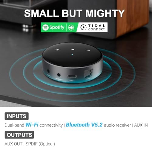 Edifier Powered Bookshelf Speakers R1280T with WiiM Mini AirPlay2 Wireless Wi Fi Audio Streamer  Stream Hi Res Audio from Spotify  Amazon Music and More