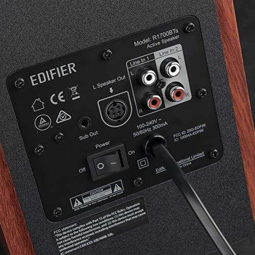 Edifier R1700BTs Active Bluetooth Bookshelf Speakers   2 0 Wireless Near Field Studio Monitor Speaker   66w RMS with Subwoofer Line Out