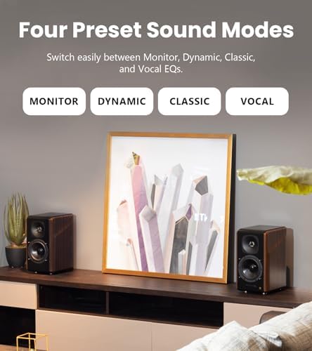 Edifier S2000MKIII Coaxial  Bluetooth  Optical and RCA Bookshelf 2 Speakers  Near Field Active Tri Amped 130w Studio Monitor for Audiophiles with Wireless  Line in and Fiber Optic Input Walnut