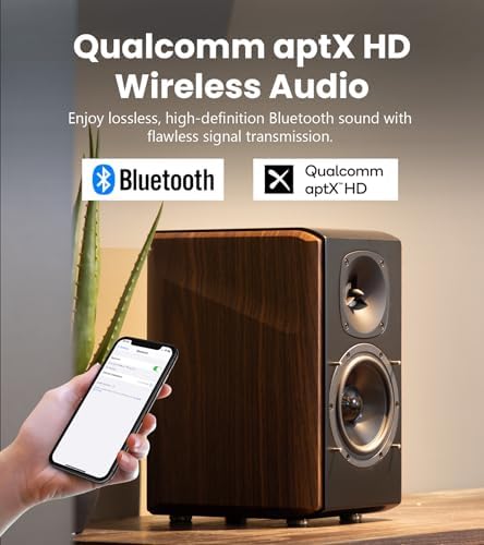 Edifier S2000MKIII Coaxial  Bluetooth  Optical and RCA Bookshelf 2 Speakers  Near Field Active Tri Amped 130w Studio Monitor for Audiophiles with Wireless  Line in and Fiber Optic Input Walnut