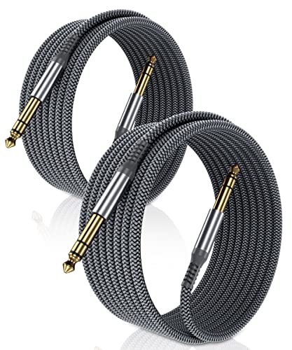 Elebase 1/4 Inch TRS Instrument Guitar Cable 10ft 2Pack Straight 6 35mm Guitar Bass AMP Cord Quarter Inch 6 3mm Male Jack Stereo Audio Balanced Line for Electric Guitar Bass Keyboard Amplifier Speaker