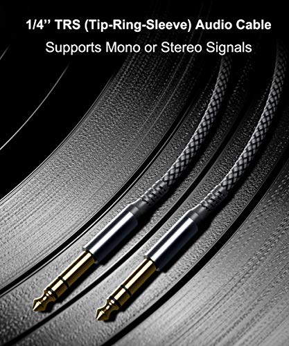 Elebase 1/4 Inch TRS Instrument Guitar Cable 10ft 2Pack Right Angled to Straight 6 35mm Male Jack Stereo Audio Cord 30ft 2Pack for Electric Guitar Bass Keyboard Mixer Amplifier Speaker