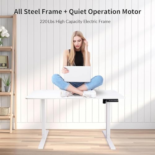 Electric Adjustable Standing Desk Frame Workstation Up to 47 2 Ergonomic Standing Up Desk Base with Memory Controller White Frame Only