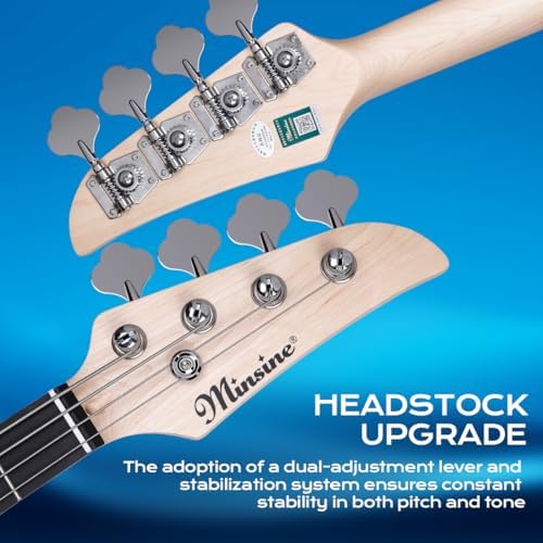 Electric Bass Guitar 4 Strings Full Size Standard Bass PB Style Beginner Kit Black for Starter with Gig Bag Guitar Strap and Guitar Cable PB Red 