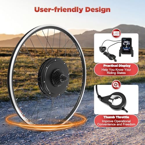 Electric Bike Conversion Kit  48V 1000W 700C 28/ 29 Front/Rear Wheel Electric Bicycle Hub Kit Dual Mode Controller w/LCD Display & PAS  5 Speed Adjustment E Bike Conversion Kit
