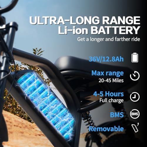 Electric Bike  16 Fat Tire E Bike for Teens/Adults  500W Small E Bike with 36V/12 8Ah Removable Battery  Up to 22MPH  45 Mile Range  Electric Dirt/Mountain Bike for Woman/Men A13
