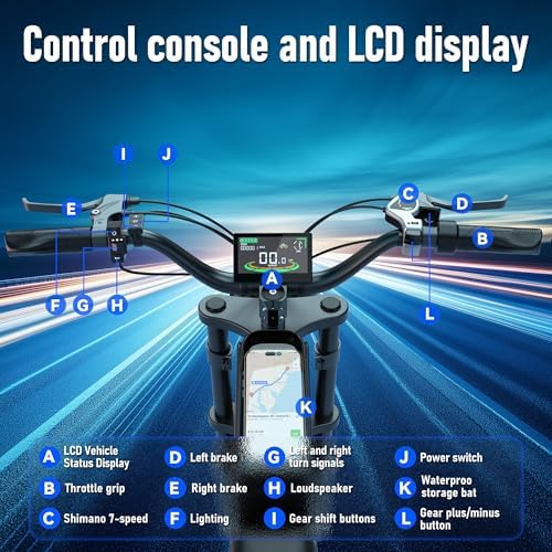 Electric Bike for Adults 48V 20AH   Peak Power 1500/3000W Brushless Motor Electric Bicycle   Max Speed 31 35MPH   Max 80 Miles Range   20 x 4 0 Fat Tire Dirt E Bike 7 Speed