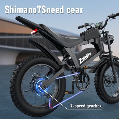 Electric Bike for Adults 48V 20AH   Peak Power 1500/3000W Brushless Motor Electric Bicycle   Max Speed 31 35MPH   Max 80 Miles Range   20 x 4 0 Fat Tire Dirt E Bike 7 Speed