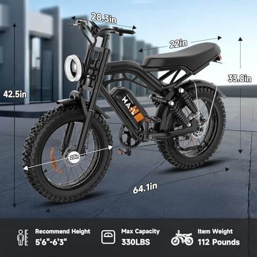 Electric Bike for Adults   30MPH  70 100 Mile  PAS Mode  Fat Tire E Bike  48V 15Ah/25Ah Removable Battery  Full Suspension  LCD Display  20 All Terrain Tires Electric Bicycle for Off Road Commute
