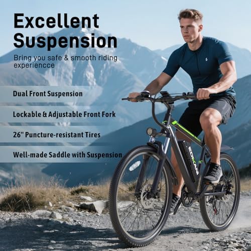 Electric Bike for Adults  Peak 1500W Ebike 26 Electric Mountain Bike 70 Miles Range  648Wh Removable Battery  40KMH Fast Commuter Electric Bicycle for Men  Lockable Front Suspension  7 Speed Gears