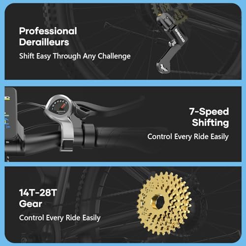 Electric Bike for Adults 1000W Electric Mountain Ebike 25MPH 40Miles Electric Dirt Bike  7 Speed  26 Tires Removable Battery  Shock Absorber  Commuter E Bike 