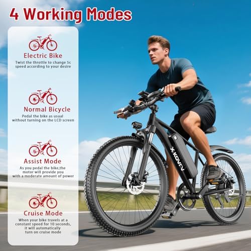 Electric Bike for Adults 1000W Electric Mountain Ebike 25MPH 40Miles Electric Dirt Bike  7 Speed  26 Tires Removable Battery  Shock Absorber  Commuter E Bike 