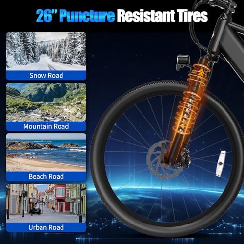 Electric Bike for Adults  1000W Peak Motor  60 Miles 22Mph Electric Bike  26 Commuter E Bikes with 48V Built in Removable Battery  Step Thru Ebike  Adjustable Stem  7 Speed & Front Suspension