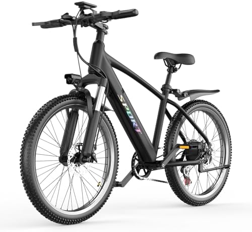 Electric Bike for Adults  1500W Peak Motor  Up to 25 MPH  65 Miles PAS Range  48V 10Ah Removable Battery  Advanced Front Suspension  7 Speeds  Compact Electric Mountain Bicycle  26 Commuting Ebike