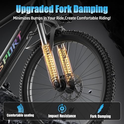 Electric Bike for Adults  1500W Peak Motor  Up to 25 MPH  65 Miles PAS Range  48V 10Ah Removable Battery  Advanced Front Suspension  7 Speeds  Compact Electric Mountain Bicycle  26 Commuting Ebike