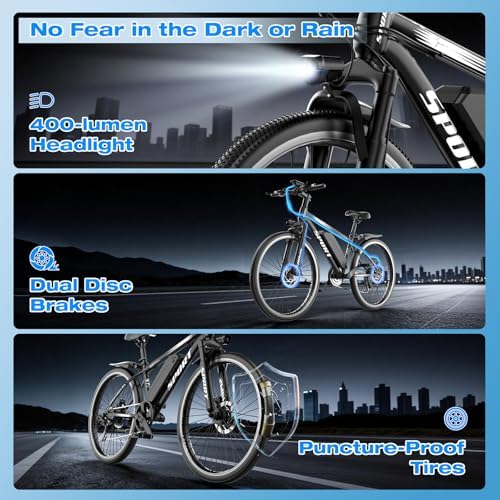 Electric Bike for Adults  1500W Peak Motor  Up to 25 MPH  65 Miles PAS Range  48V 10Ah Removable Battery  Advanced Front Suspension  7 Speeds  Compact Electric Mountain Bicycle  26 Commuting Ebike