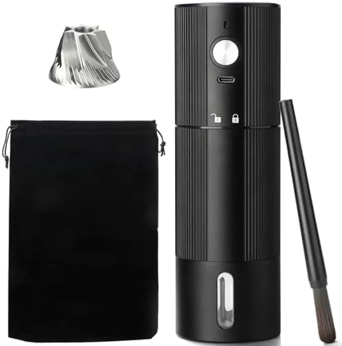 Electric Coffee Grinder Portable Conical Burr Coffee Grinder with 45 Adjustable Settings  Cordless Coffee Burr Grinder for Espresso  Home  Travel  Camping  Office  Silver 