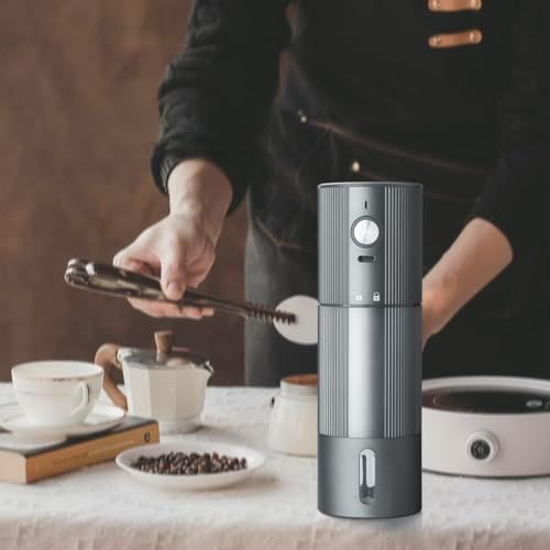 Electric Coffee Grinder Portable Conical Burr Coffee Grinder with 45 Adjustable Settings  Cordless Coffee Burr Grinder for Espresso  Home  Travel  Camping  Office  Silver 