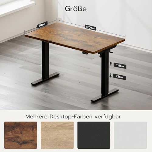 Electric Height Adjustable Standing Desk  48x 24 Inch Sit Stand Up Desk with Cable Management  2 Memory Presets  Splice Board Ergonomic Desk for Home Office Rustic Brown Desktop