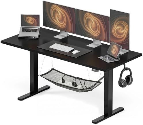 Electric Height Adjustable Standing Desk  48x 24 Inch Sit Stand Up Desk with Cable Management  2 Memory Presets  Splice Board Ergonomic Desk for Home Office Rustic Brown Desktop