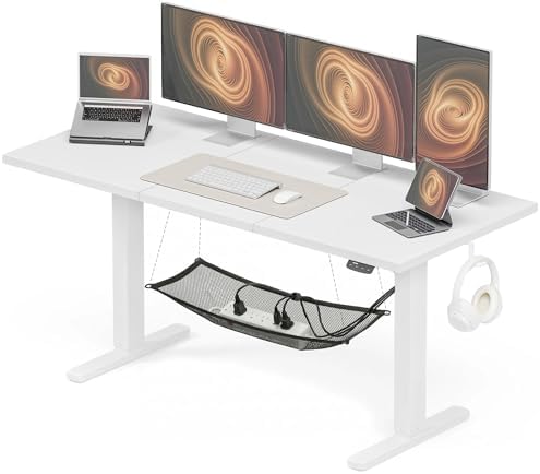 Electric Height Adjustable Standing Desk  48x 24 Inch Sit Stand Up Desk with Cable Management  2 Memory Presets  Splice Board Ergonomic Desk for Home Office Rustic Brown Desktop
