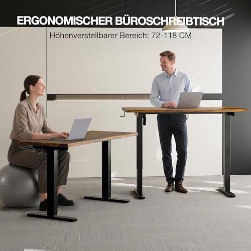 Electric Height Adjustable Standing Desk  48x 24 Inch Sit Stand Up Desk with Cable Management  2 Memory Presets  Splice Board Ergonomic Desk for Home Office Rustic Brown Desktop
