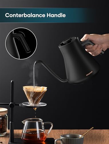 Electric Kettles  Gooseneck Electric Kettle   1  Temperature Control  Stainless Steel Inner  Quick Heating  for Pour Over Coffee  Brew Tea  Boil Hot Water  0 9L Black