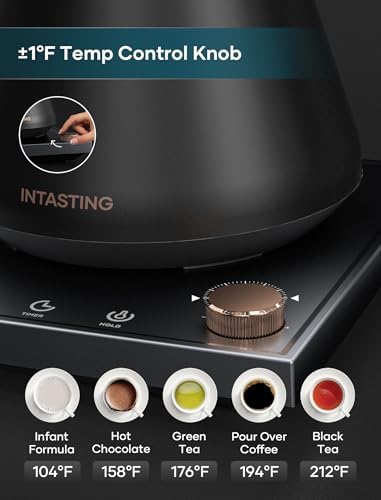 Electric Kettles  Gooseneck Electric Kettle   1  Temperature Control  Stainless Steel Inner  Quick Heating  for Pour Over Coffee  Brew Tea  Boil Hot Water  0 9L Black