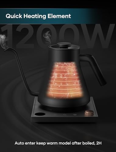 Electric Kettles  Gooseneck Electric Kettle   1  Temperature Control  Stainless Steel Inner  Quick Heating  for Pour Over Coffee  Brew Tea  Boil Hot Water  0 9L Black