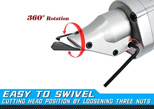 Electric Metal Shear  14 Gauge 5 0 Amp Variable Speed Swivel Head Heavy Duty Sheet Metal Cutter