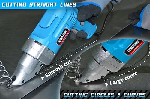 Electric Metal Shear  14 Gauge 5 0 Amp Variable Speed Swivel Head Heavy Duty Sheet Metal Cutter