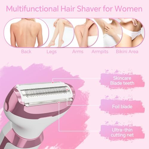 Electric Razor for Women  4 in 1 Bikini Trimmer & Body Shaver for Nose Hair Face Eyebrow Arms Legs Armpit Underarm Pubic Area  Rechargeable Wet/Dry Painless Hair Removal