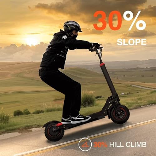 Electric Scooter Adults  34 MPH w/ 40 Mile Range  48V 18/21AH  1200W/1600W Peak Motor  11 Off Road Puncture Resistant Inflatable Tire  Folding E Scooter with Seat  Double Suspension & Braking Systems
