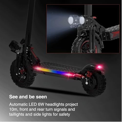 Electric Scooter Adults  34 MPH w/ 40 Mile Range  48V 18/21AH  1200W/1600W Peak Motor  11 Off Road Puncture Resistant Inflatable Tire  Folding E Scooter with Seat  Double Suspension & Braking Systems